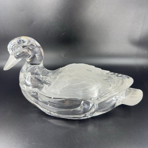Shannon Crystal Duck Lidded Mallard Candy Dish Frosted Accents by Godinger Clear - Picture 10 of 16